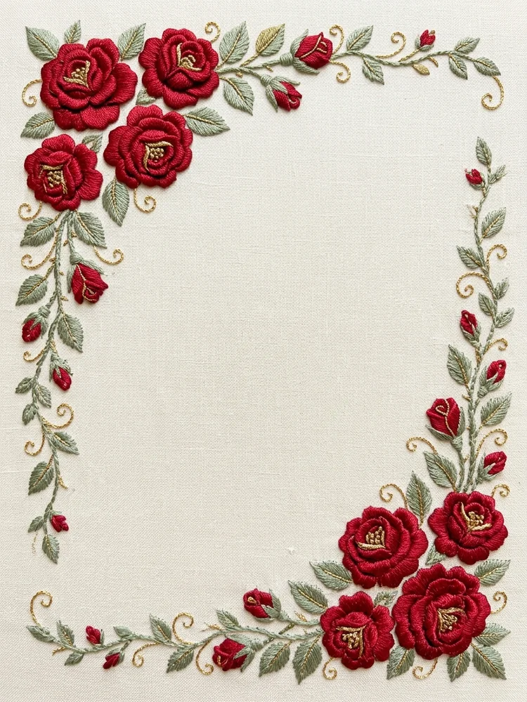 Embroidered Anniversary Roses — a free anniversary invitation template on InviteDrop