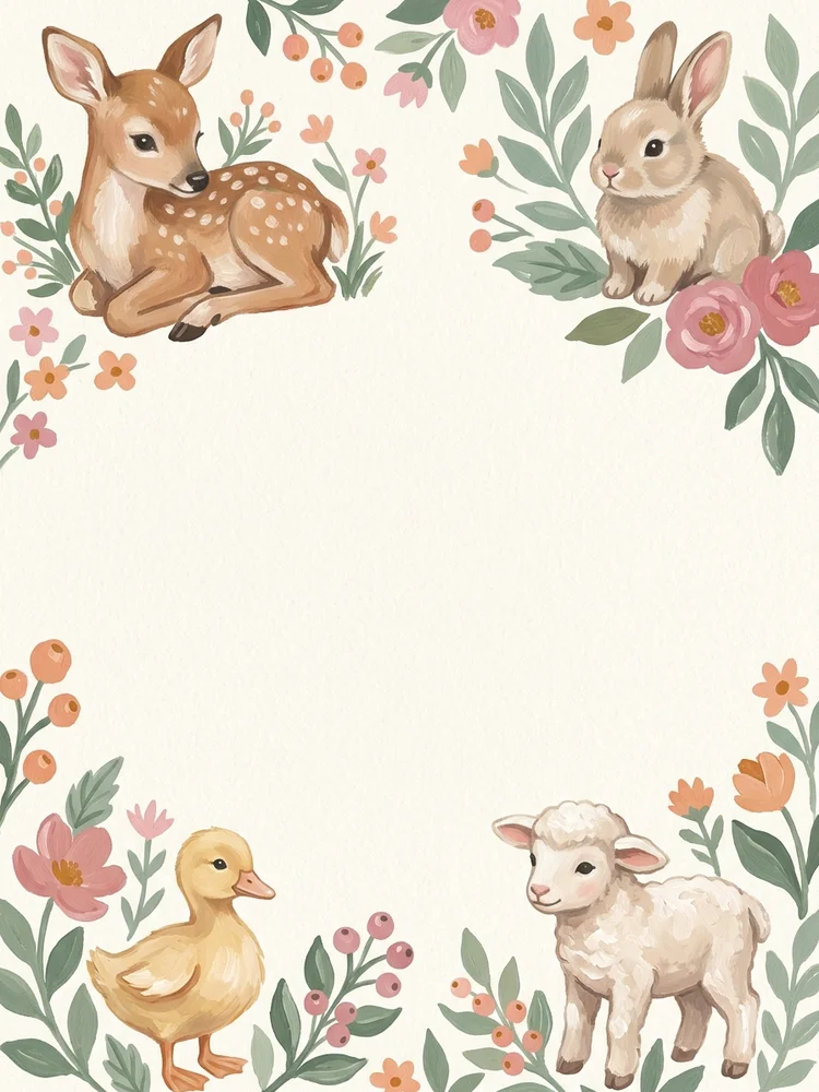 Gouache Nursery Animals — a free baby shower invitation template on InviteDrop