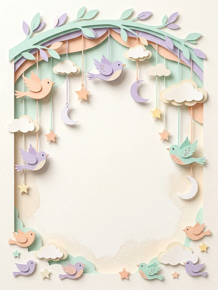 Paper Cut Mobile — a free baby shower invitation template on InviteDrop
