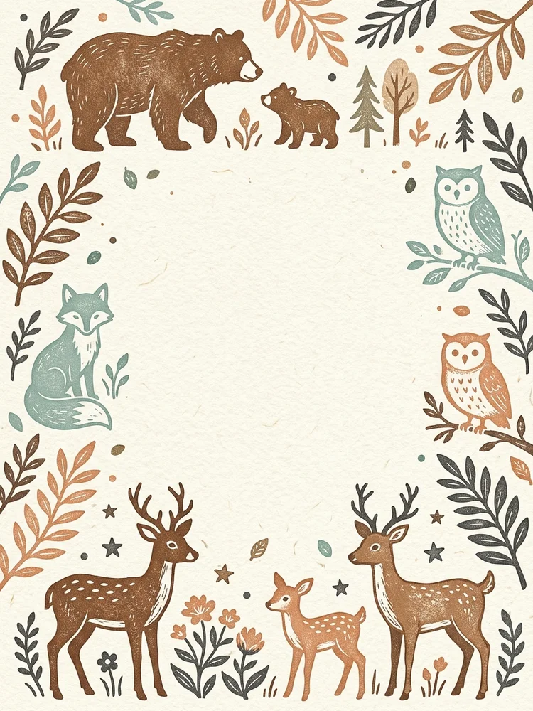 Woodblock Animals — a free baby shower invitation template on InviteDrop