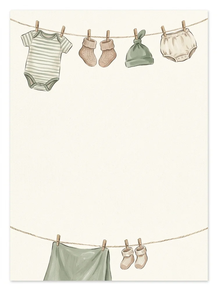 Tiny Clothesline — a free baby shower invitation template on InviteDrop