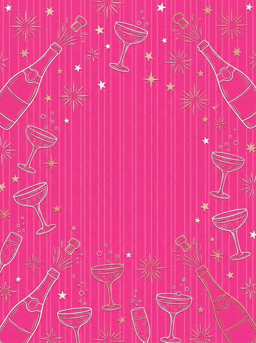 Pink Stripes Bubbly bachelorette invitation template