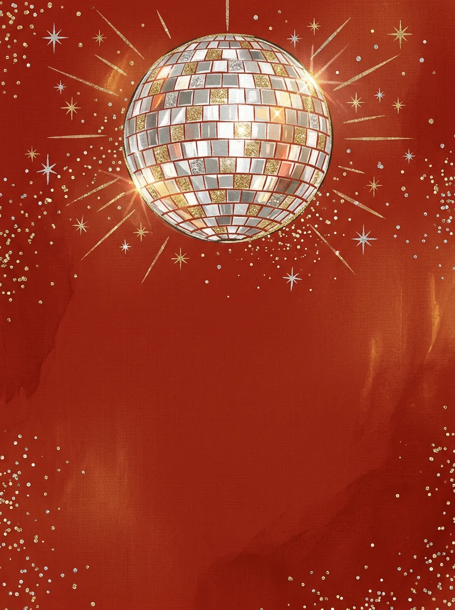 Disco Ball Red bachelorette invitation template