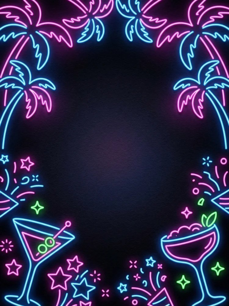 Neon Nights — a free bachelorette invitation template on InviteDrop