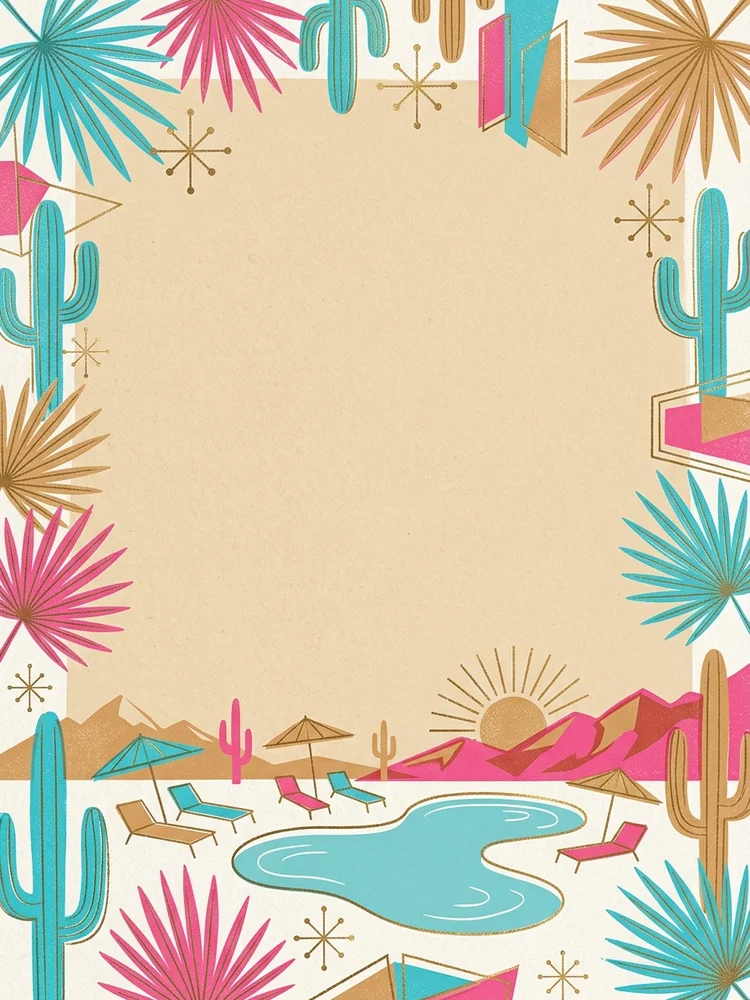 Retro Palm Springs — a free bachelorette invitation template on InviteDrop