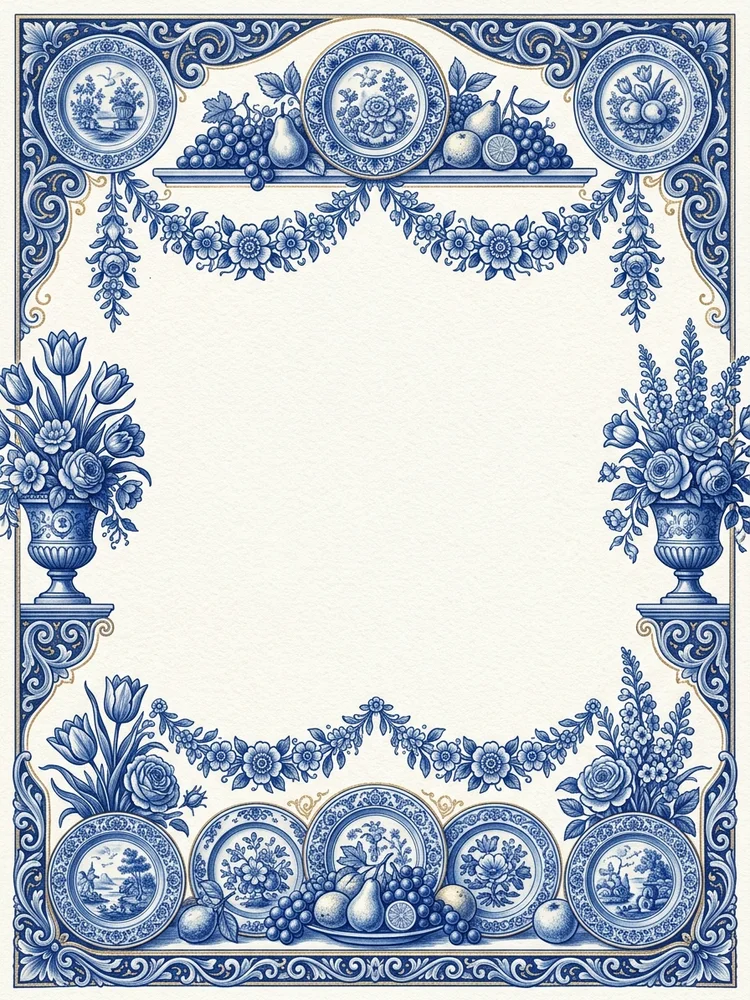 Delft Table — a free dinner party invitation template on InviteDrop