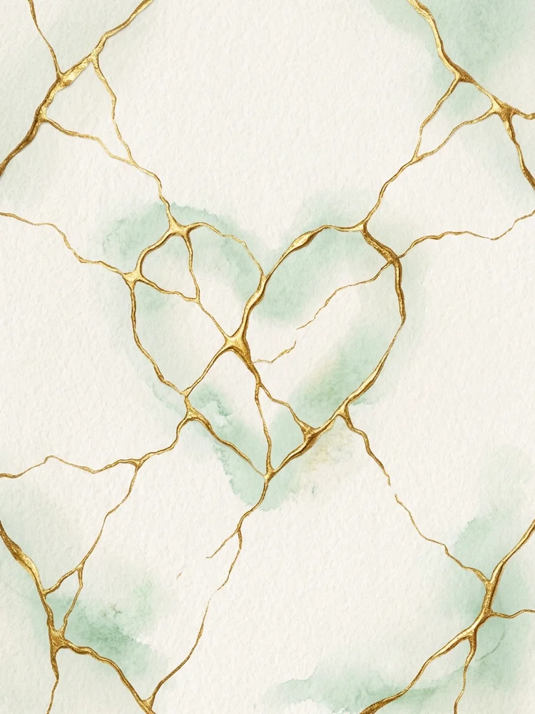 Kintsugi Heart — a free engagement invitation template on InviteDrop