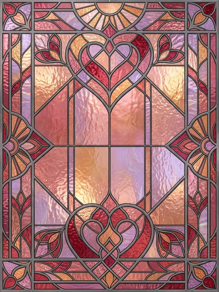 Stained Glass Hearts — a free engagement invitation template on InviteDrop