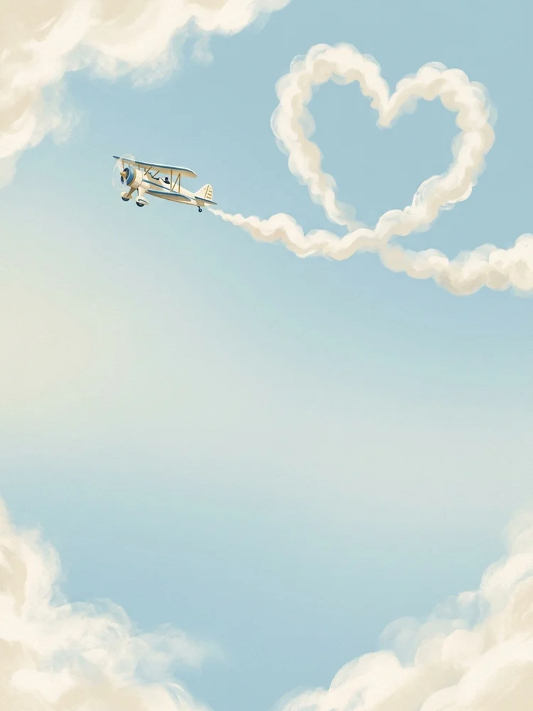 Up in the Air — a free engagement invitation template on InviteDrop