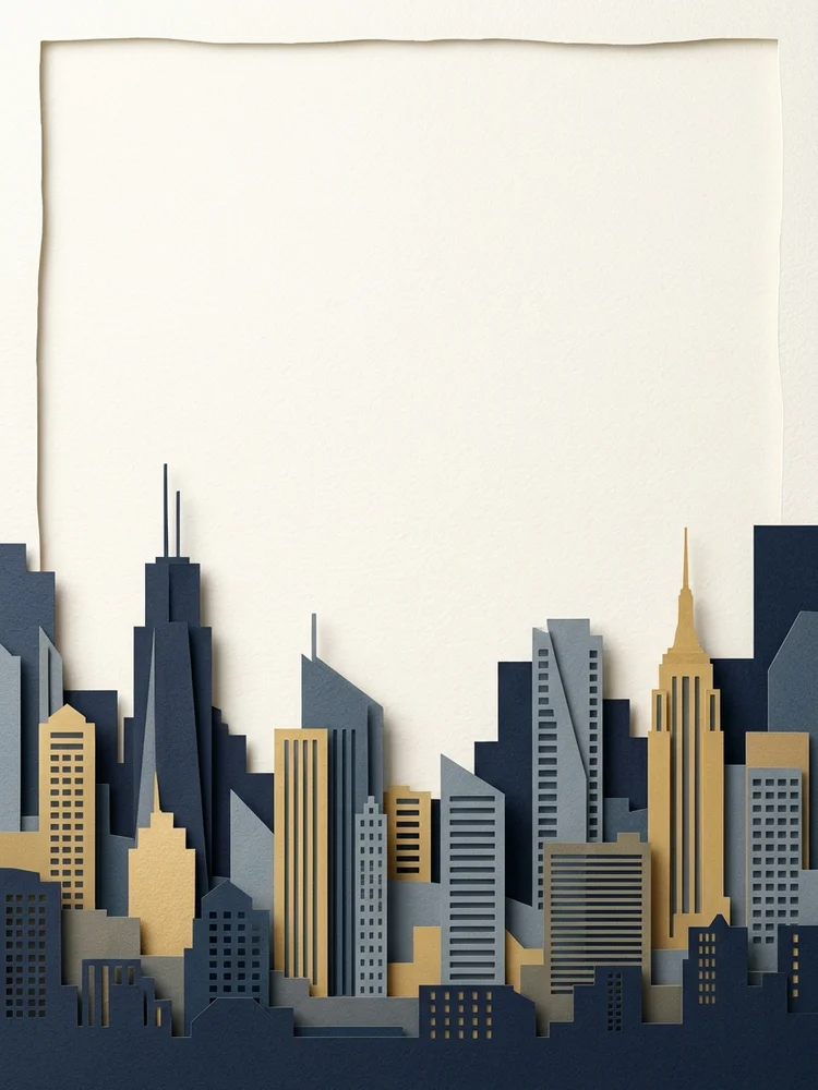 Paper Cut Skyline — a free graduation invitation template on InviteDrop