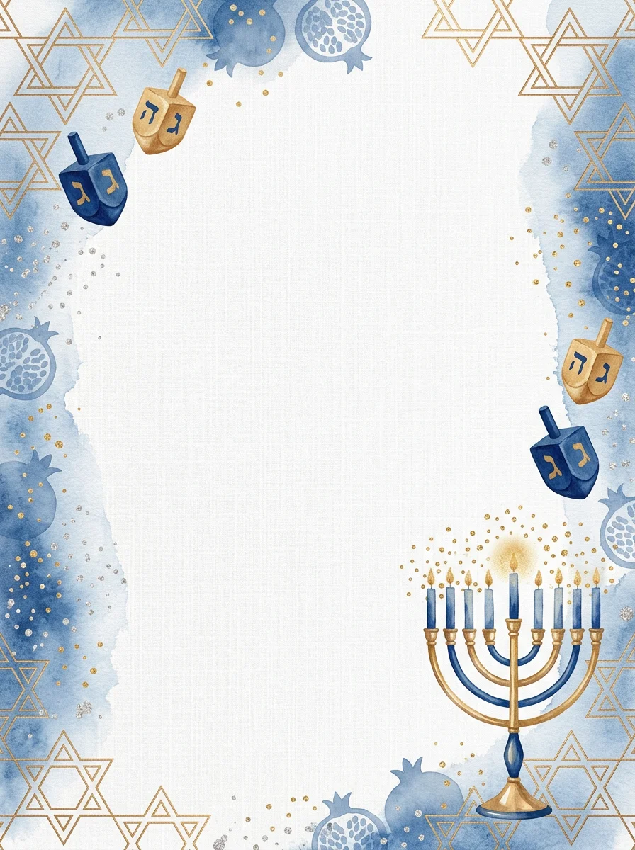 Hanukkah Blue & Gold hanukkah invitation template