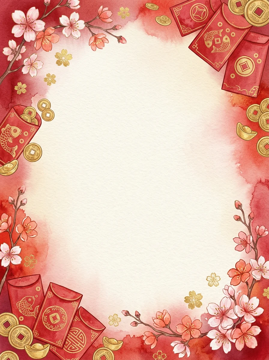 Lunar New Year Red holiday invitation template