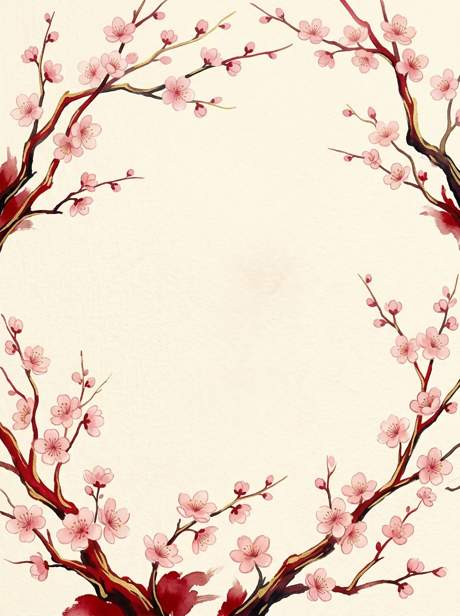 Lunar New Year Blossom holiday invitation template