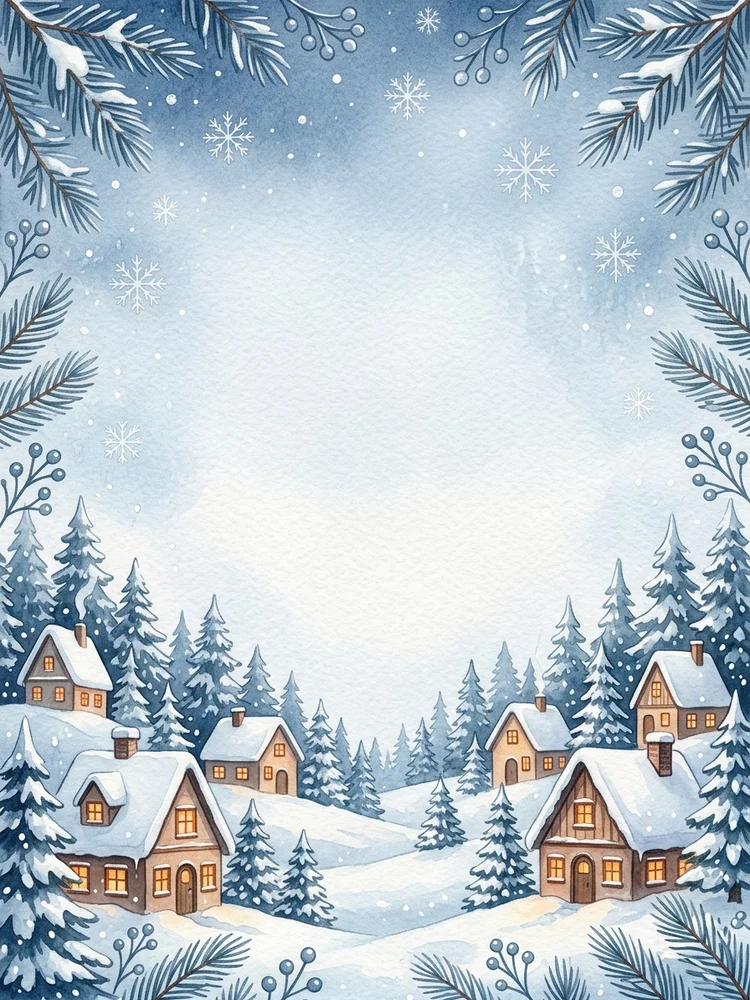 Winter Village christmas invitation template