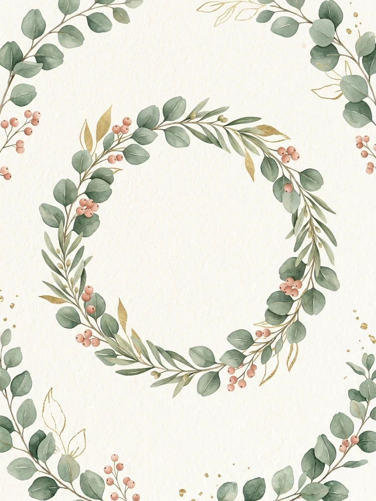 Modern Wreath christmas invitation template