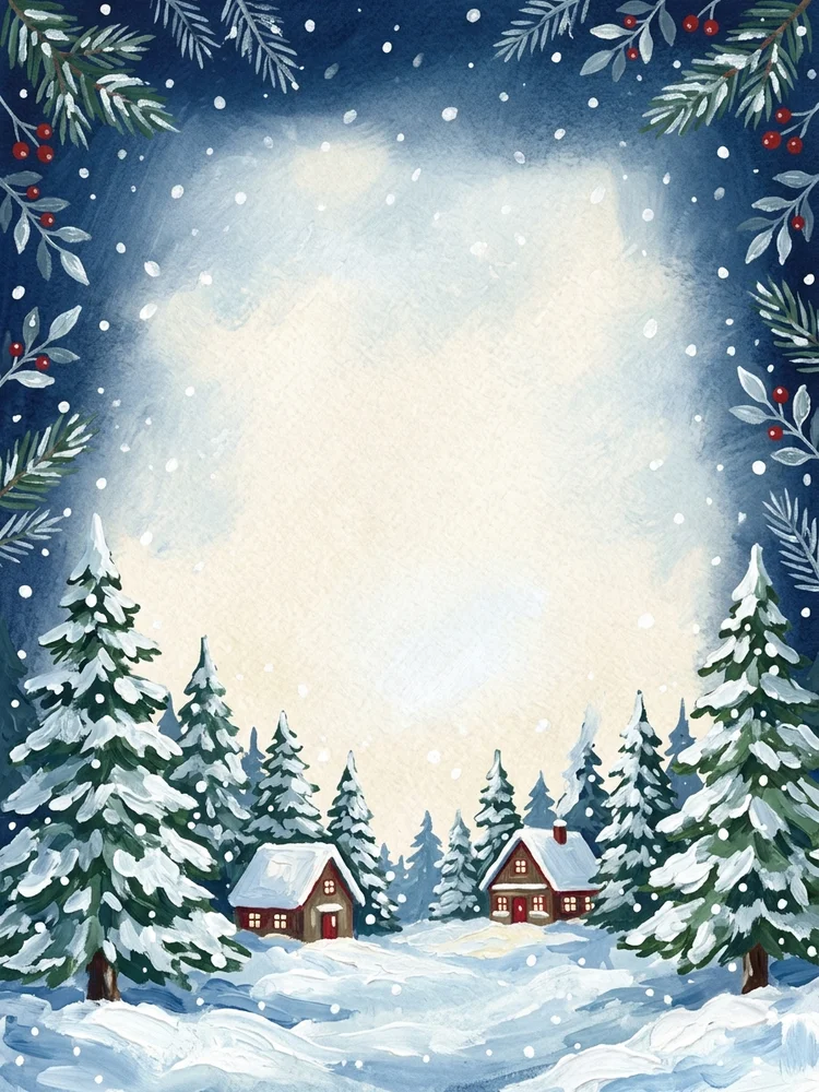 Gouache Winter — a free holiday invitation template on InviteDrop