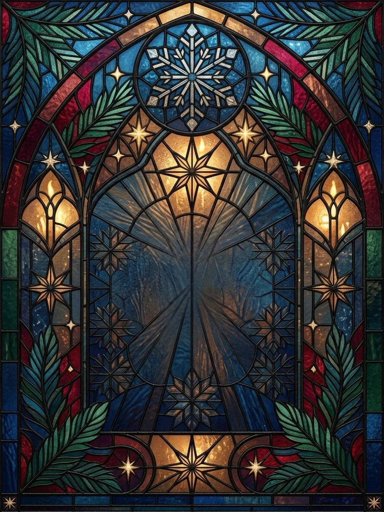 Stained Glass Winter — a free christmas invitation template on InviteDrop