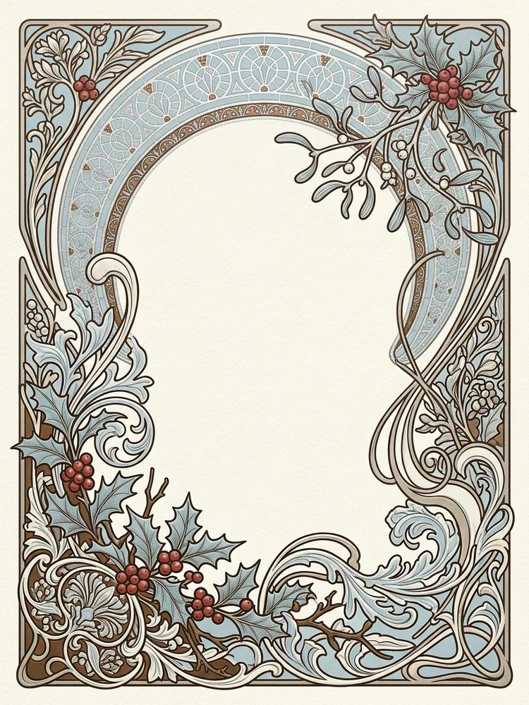 Mucha Winter — a free christmas invitation template on InviteDrop