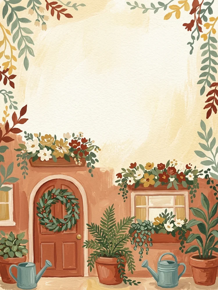 Gouache Cozy Home — a free housewarming invitation template on InviteDrop