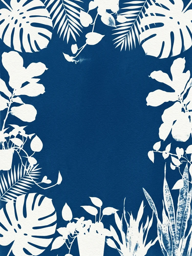 Cyanotype Houseplants — a free housewarming invitation template on InviteDrop