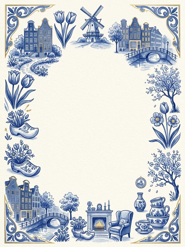 Delft House — a free housewarming invitation template on InviteDrop