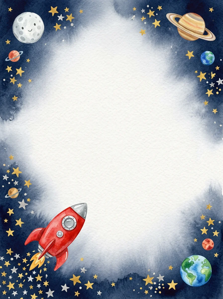 Space Rockets Kids birthday invitation template