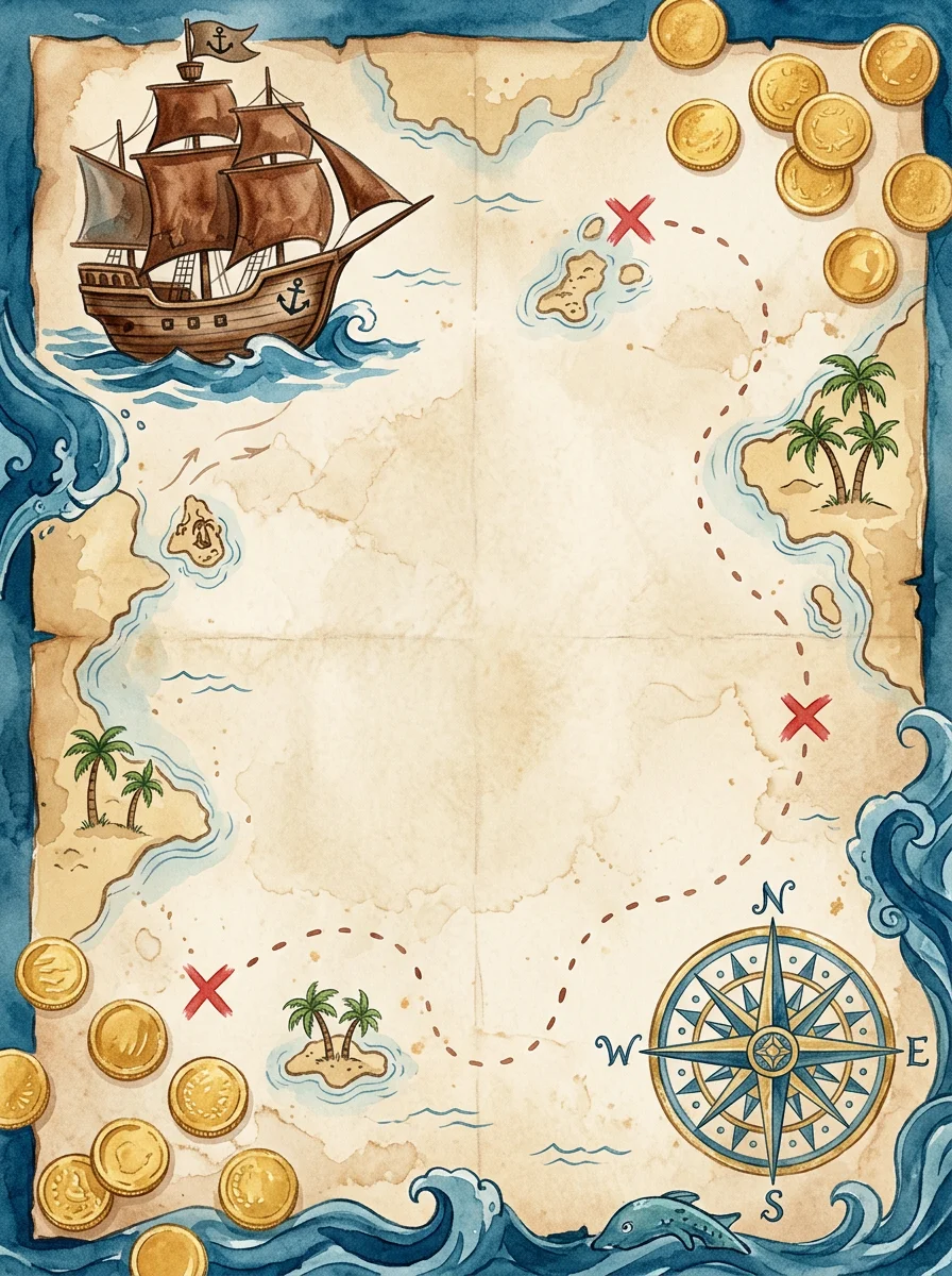 Pirate Treasure birthday invitation template