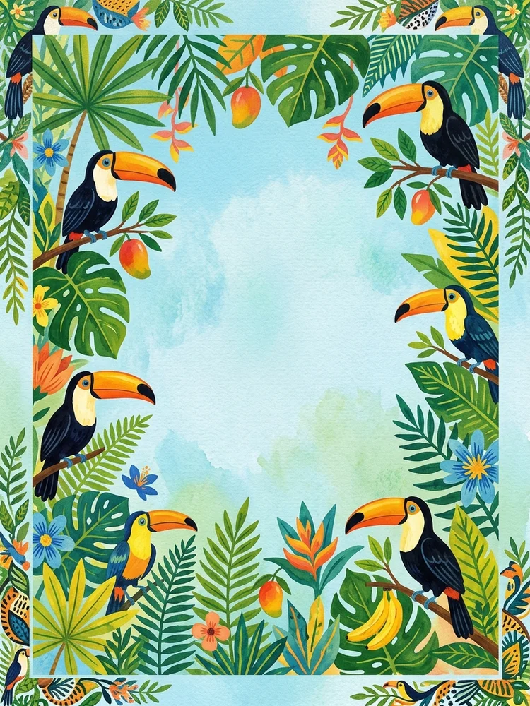 Tropical Toucans — a free birthday invitation template on InviteDrop