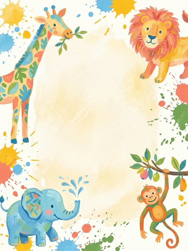 Gouache Zoo — a free birthday invitation template on InviteDrop