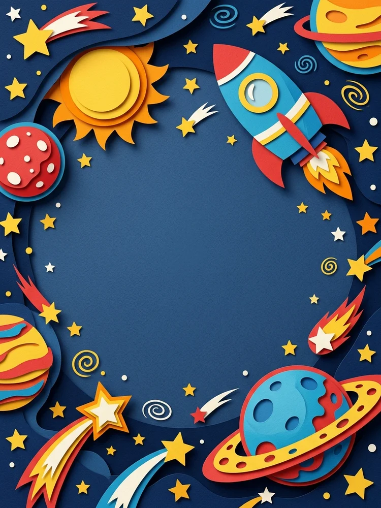 Paper Cut Rocket Ship — a free birthday invitation template on InviteDrop