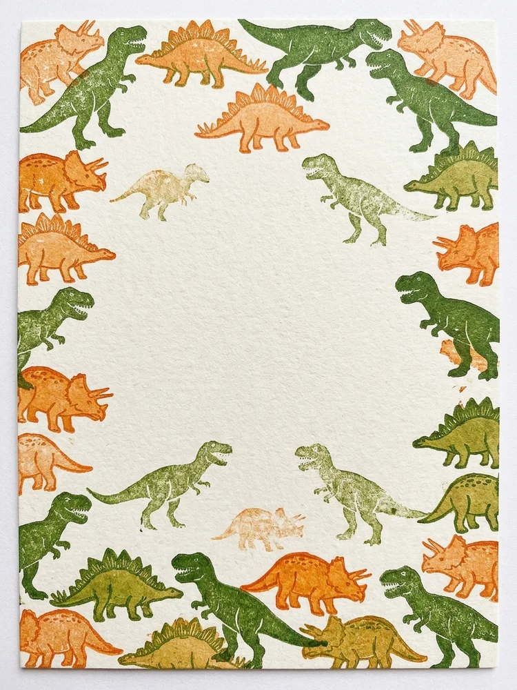 Stamped Dinosaurs — a free birthday invitation template on InviteDrop