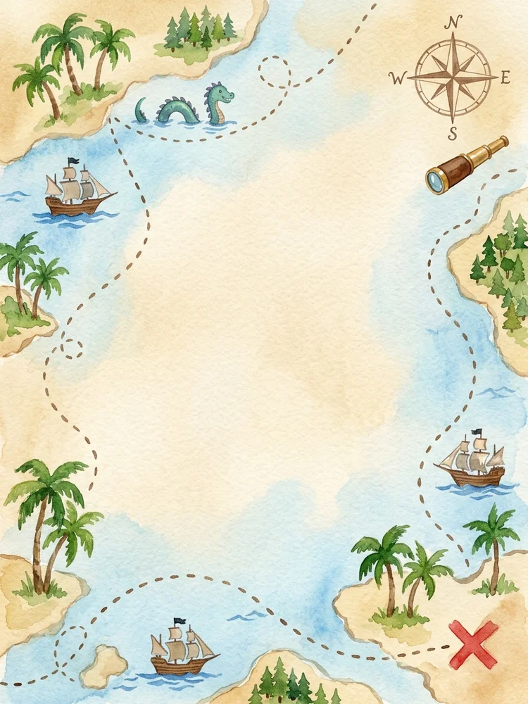 Watercolor Treasure Map — a free birthday invitation template on InviteDrop