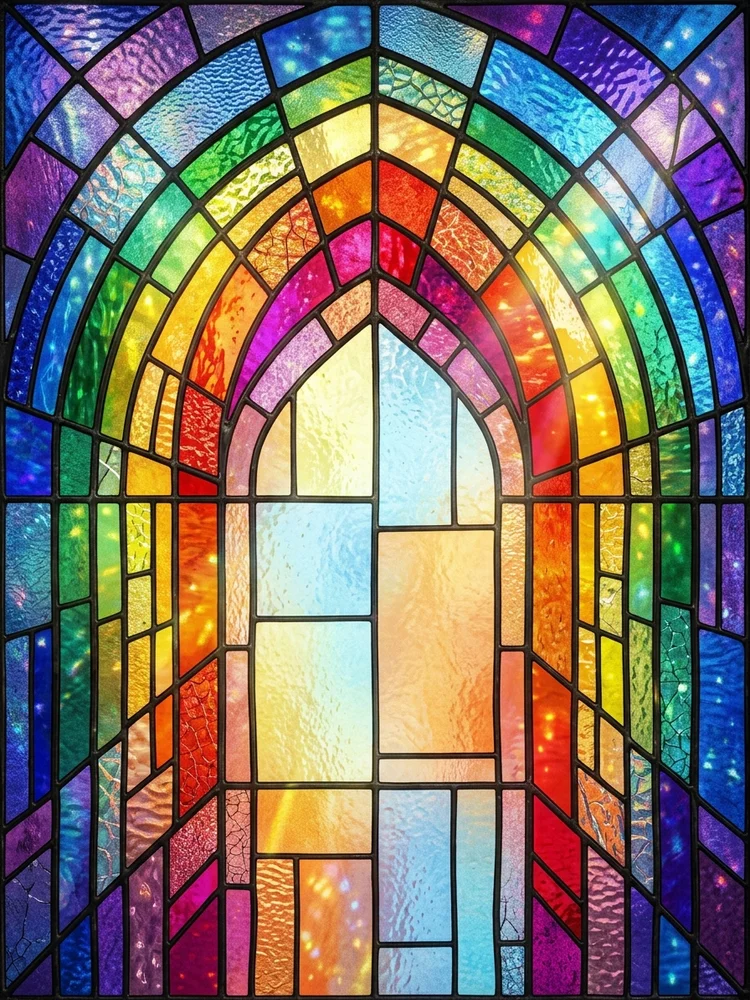 Stained Glass Rainbow — a free birthday invitation template on InviteDrop