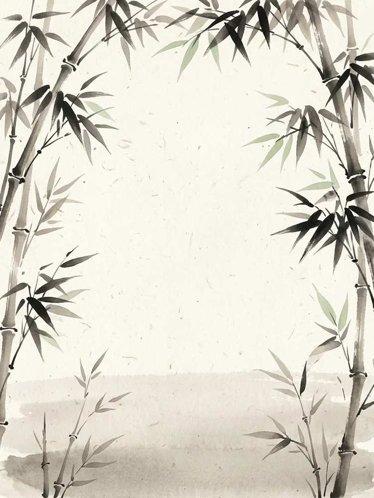 Sumi-e Bamboo memorial invitation template