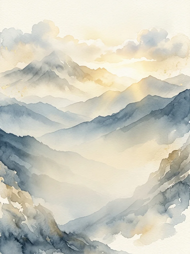 Watercolor Mountains — a free memorial invitation template on InviteDrop