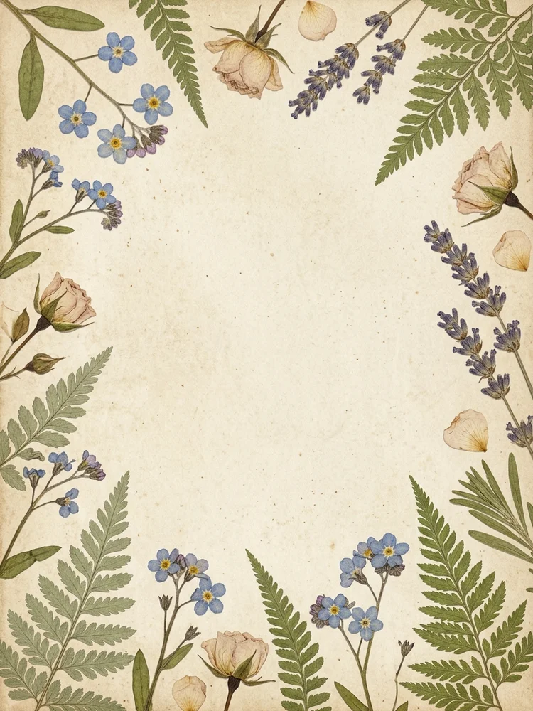 Pressed Flower Memory — a free memorial invitation template on InviteDrop