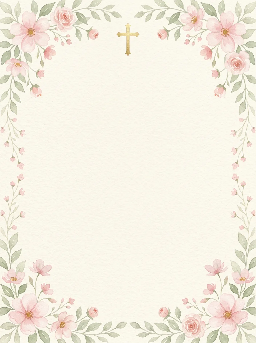 Baptism Pink Floral baptism invitation template