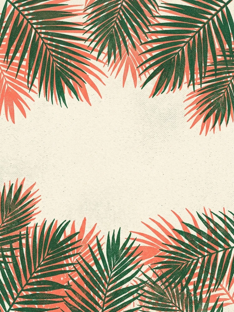 Risograph Palm — a free save the date invitation template on InviteDrop