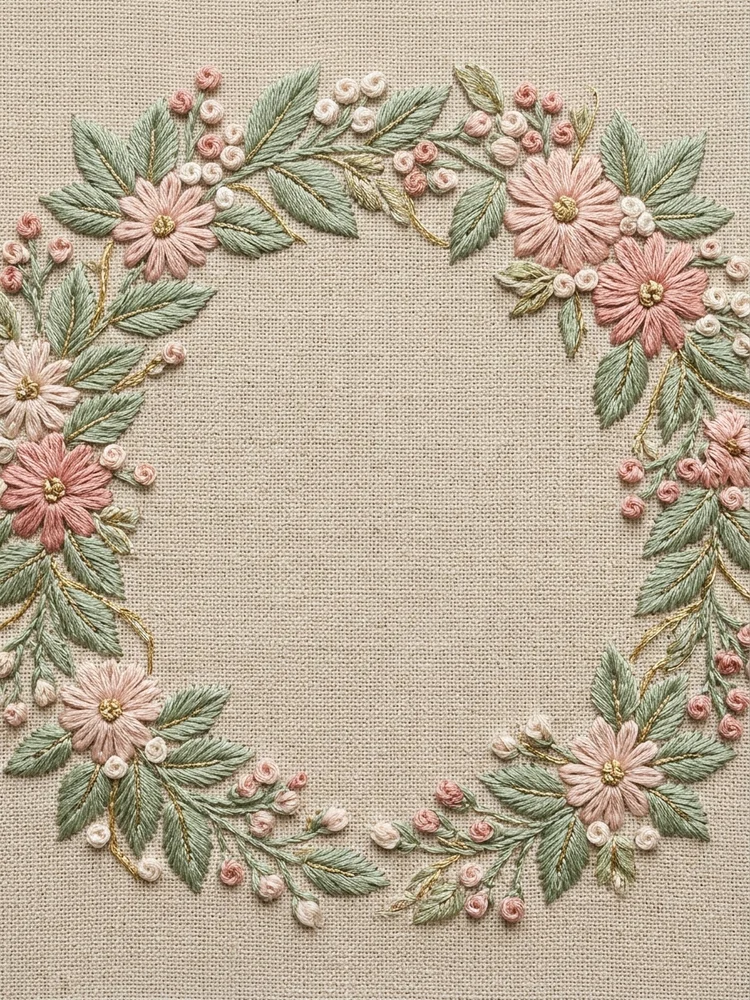 Embroidered Wreath — a free save the date invitation template on InviteDrop