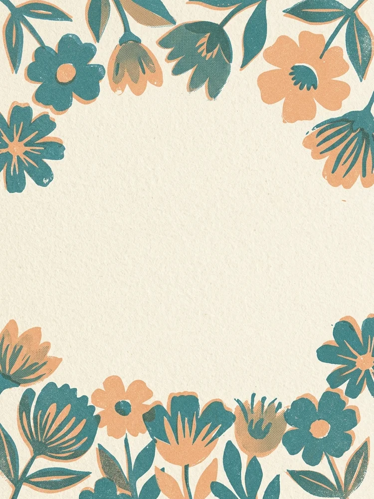 Screenprint Floral — a free save the date invitation template on InviteDrop