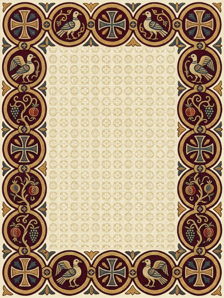 Coptic Textile — a free save the date invitation template on InviteDrop