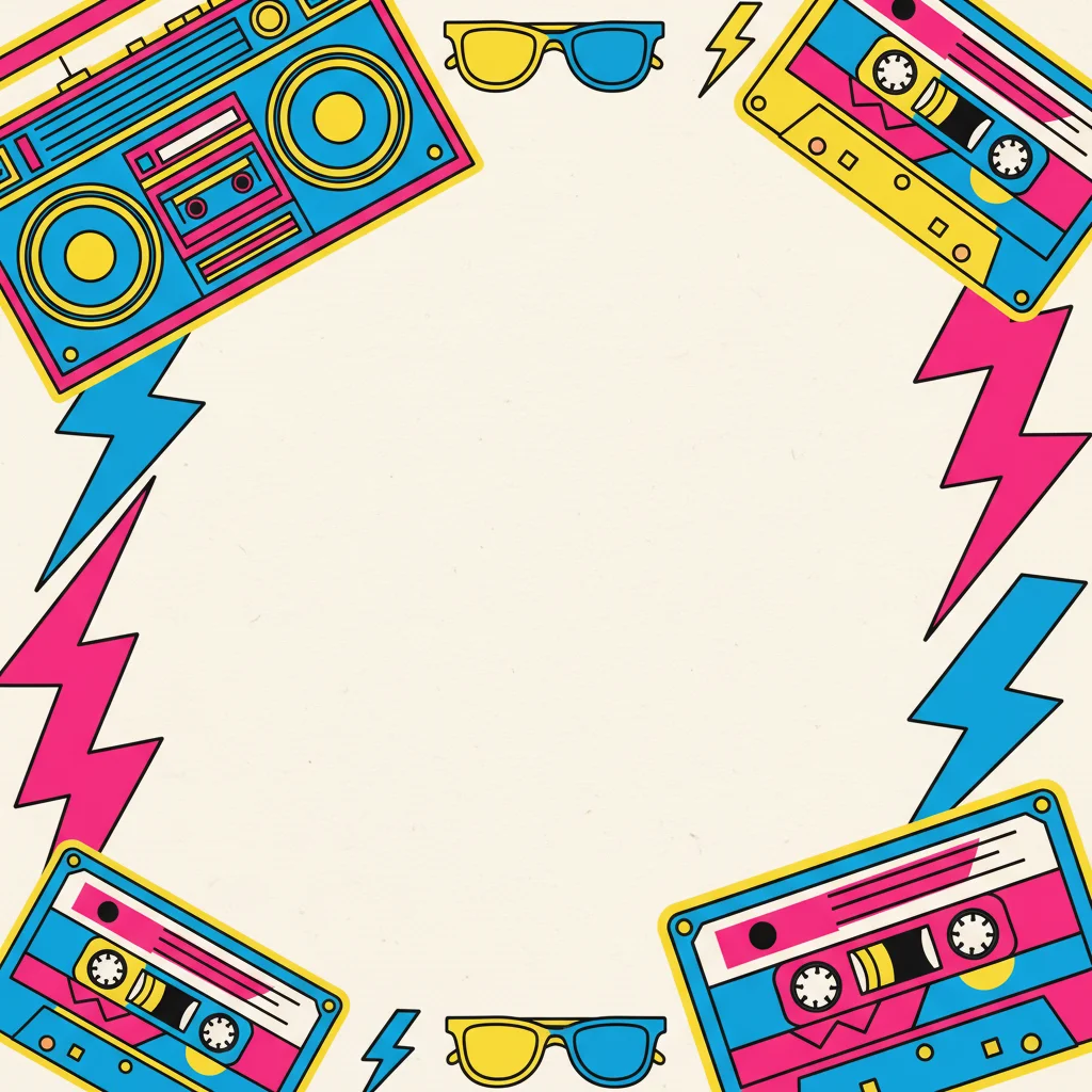 Decades 80s — a free dinner party invitation template on InviteDrop