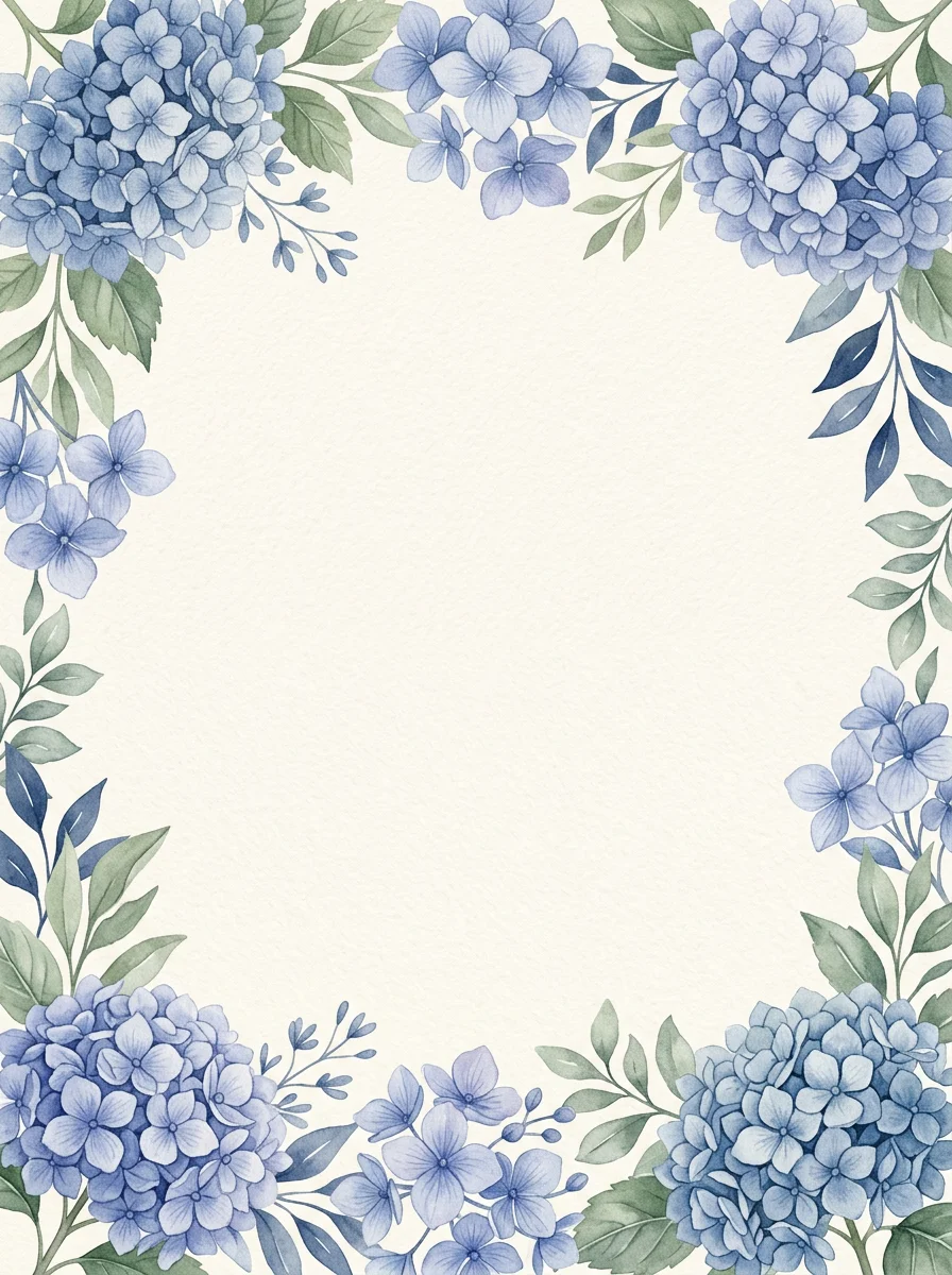 Hydrangea Blue — a free wedding invitation template on InviteDrop