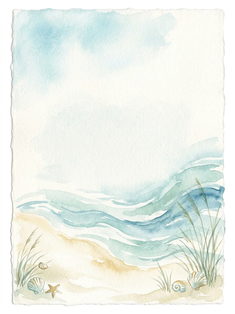 Watercolor Coast — a free wedding invitation template on InviteDrop