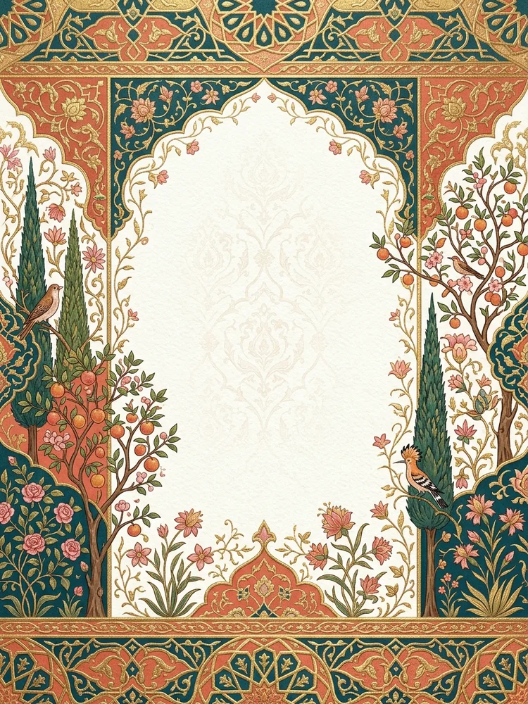 Persian Garden — a free wedding invitation template on InviteDrop