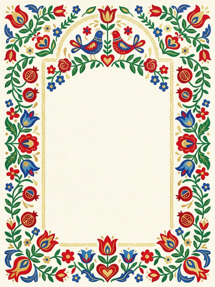 Folk Art Floral — a free wedding invitation template on InviteDrop