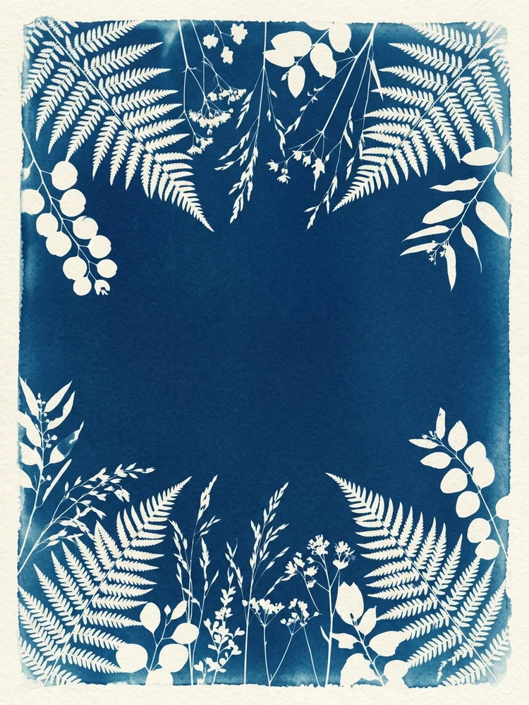 Cyanotype Fern — a free wedding invitation template on InviteDrop
