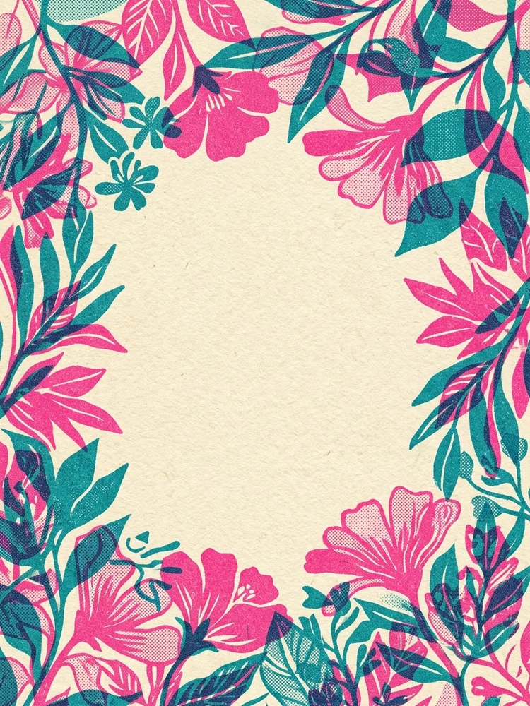 Risograph Botanical — a free wedding invitation template on InviteDrop