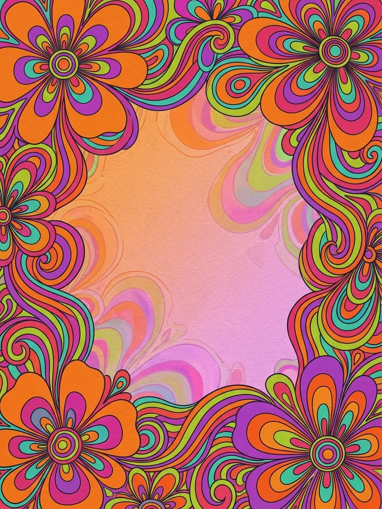 Psychedelic Bloom — a free wedding invitation template on InviteDrop