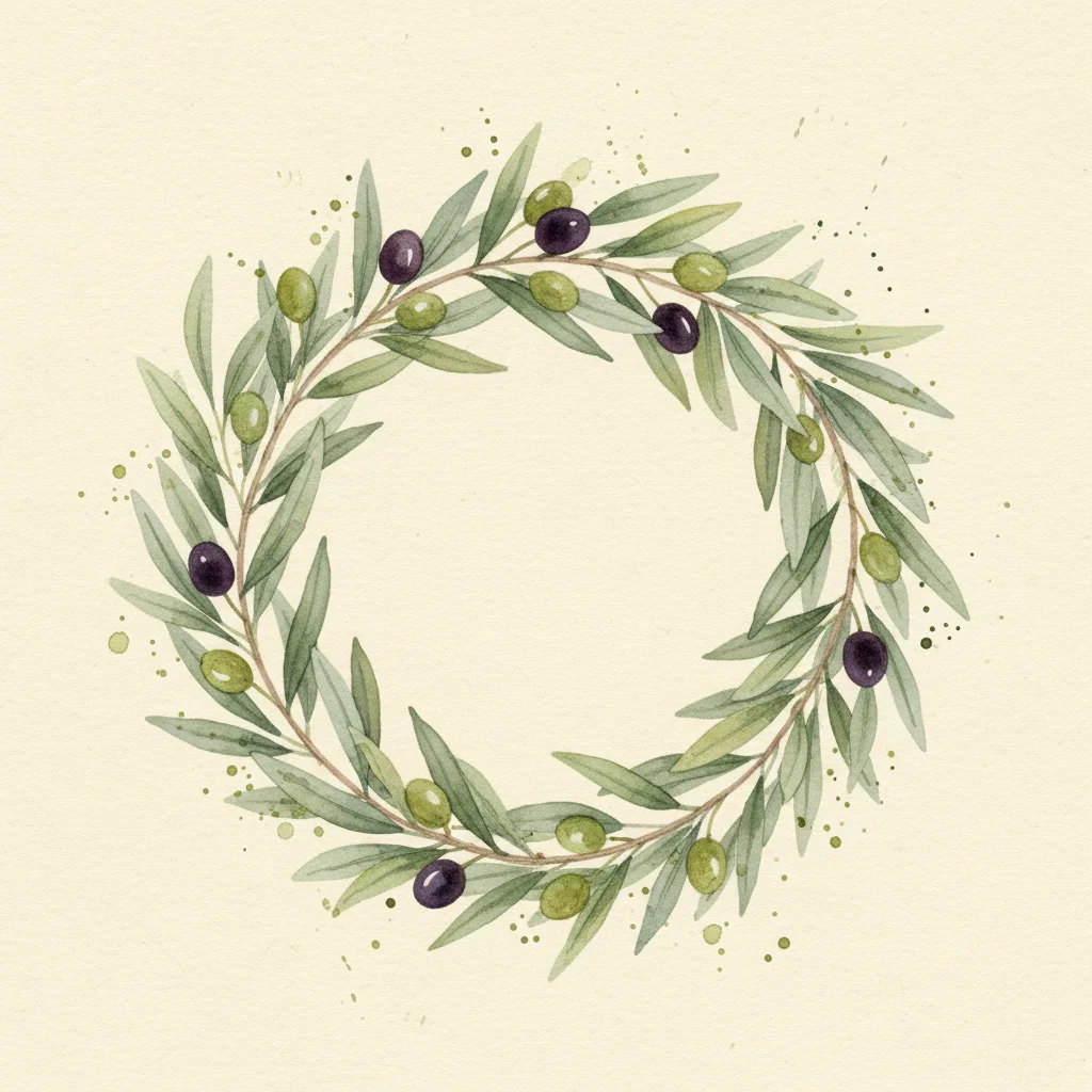 Olive Wreath announcement invitation template